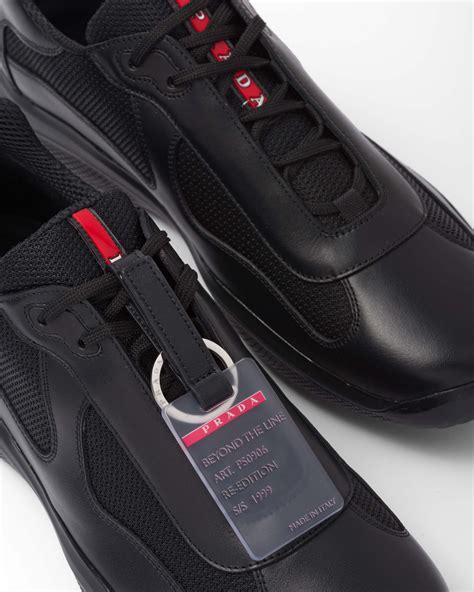 prada americas cup leather sneaker black|Prada America's Cup original sneakers.